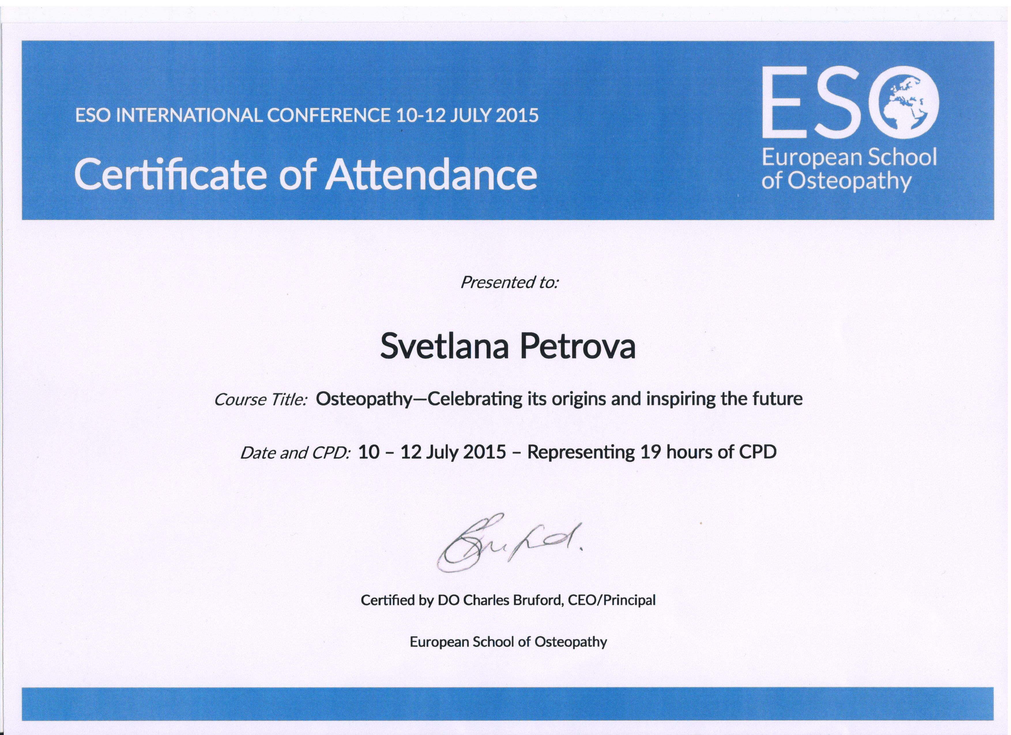 Certificate ESO 2015